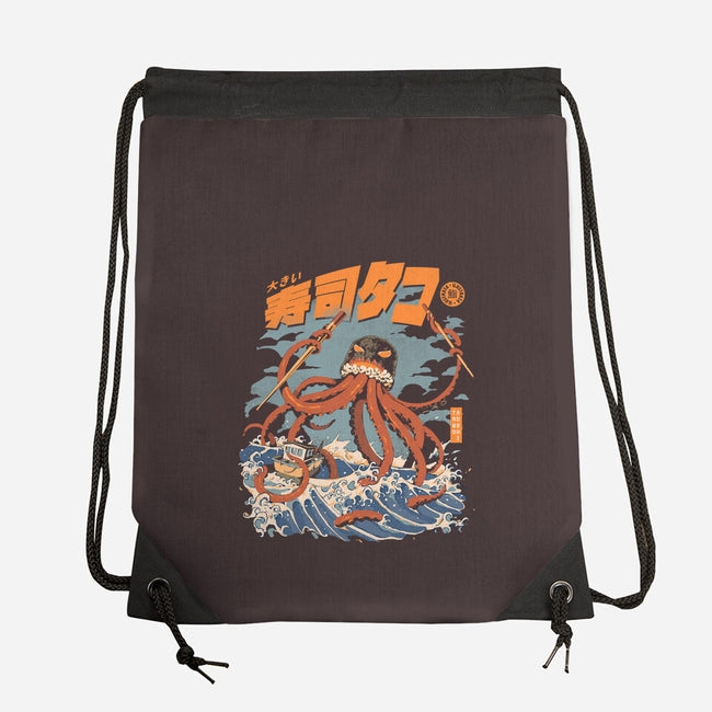 Black The Tako Sushi-none drawstring bag-ilustrata