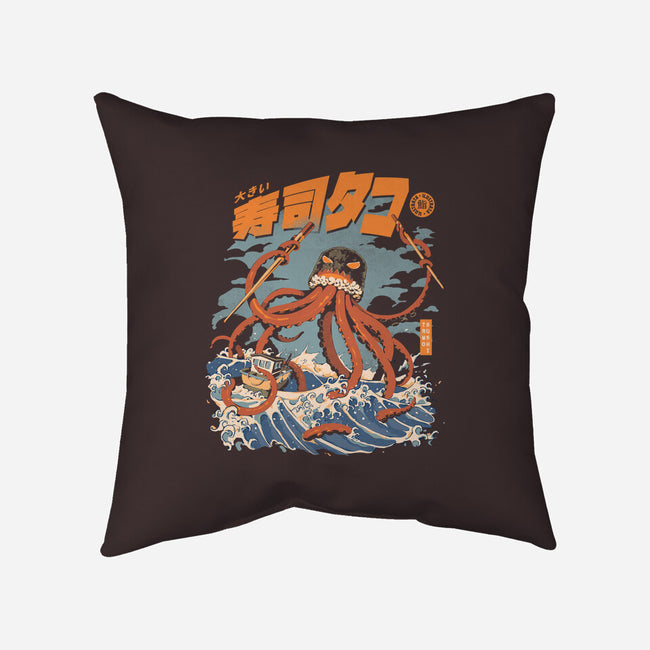 Black The Tako Sushi-none removable cover w insert throw pillow-ilustrata