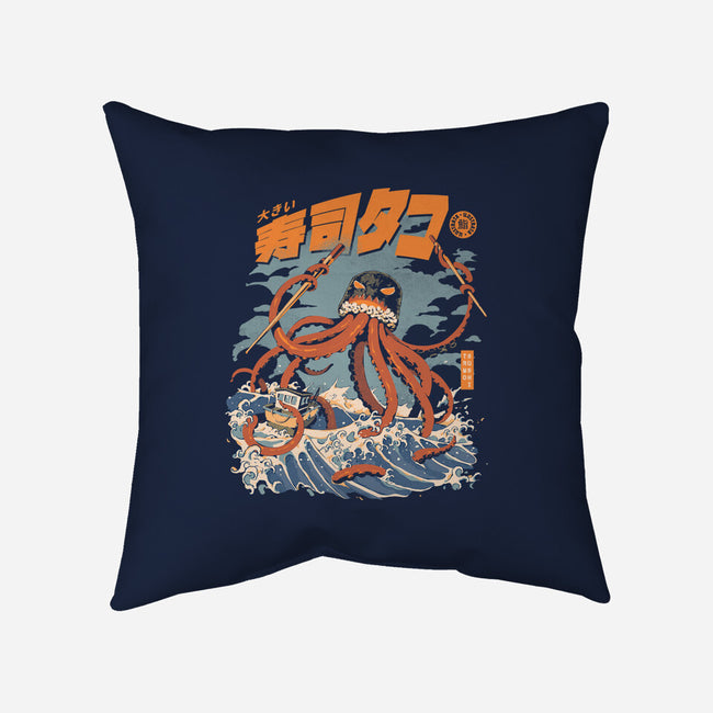 Black The Tako Sushi-none removable cover w insert throw pillow-ilustrata