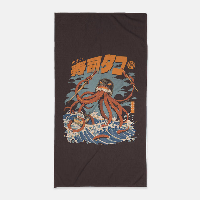 Black The Tako Sushi-none beach towel-ilustrata