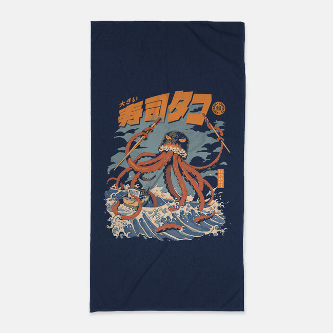 Black The Tako Sushi-none beach towel-ilustrata