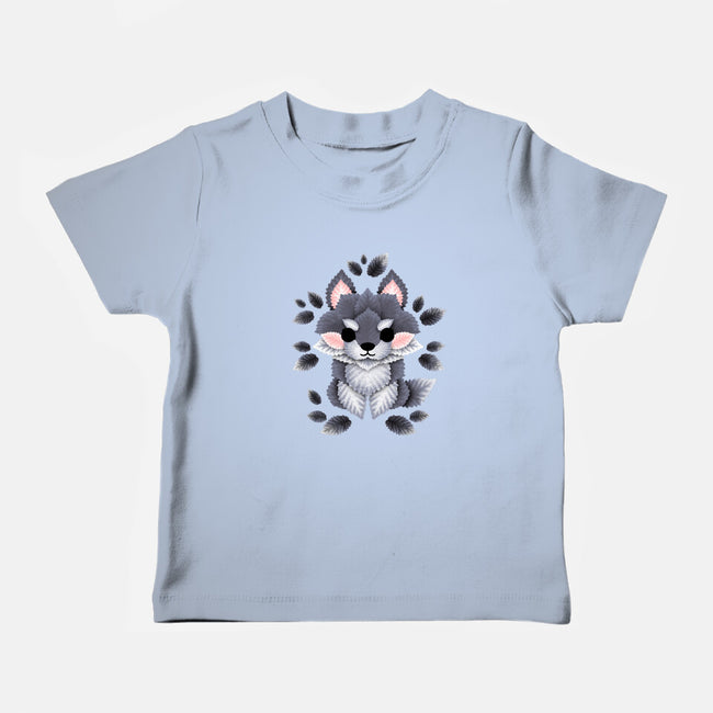 Little Wolf Of Leaves-baby basic tee-NemiMakeit