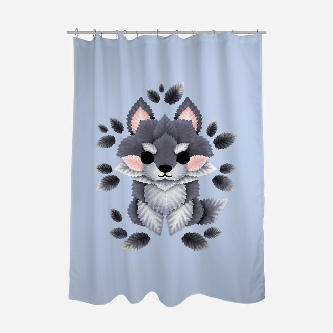 Little Wolf Of Leaves-none polyester shower curtain-NemiMakeit