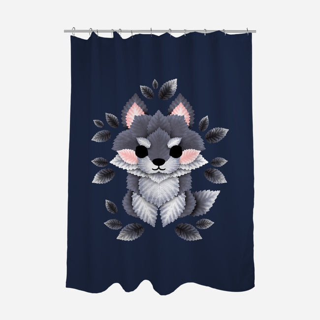 Little Wolf Of Leaves-none polyester shower curtain-NemiMakeit