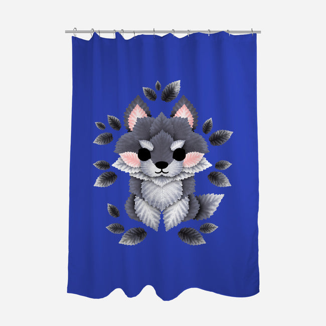 Little Wolf Of Leaves-none polyester shower curtain-NemiMakeit