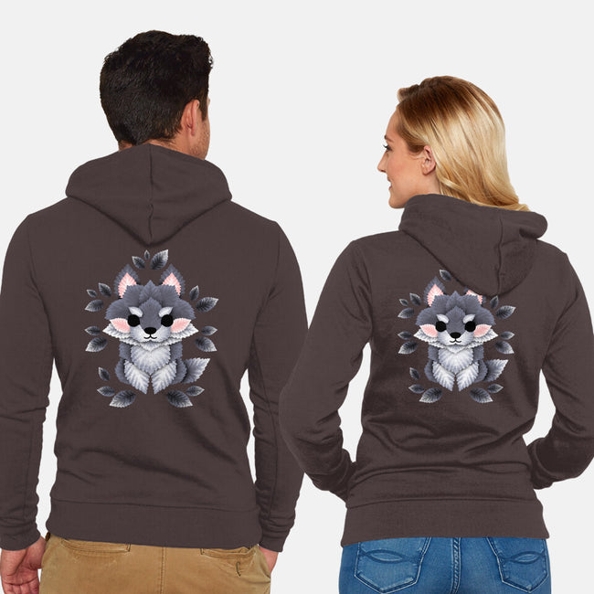 Little Wolf Of Leaves-unisex zip-up sweatshirt-NemiMakeit