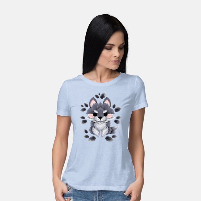 Little Wolf Of Leaves-womens basic tee-NemiMakeit