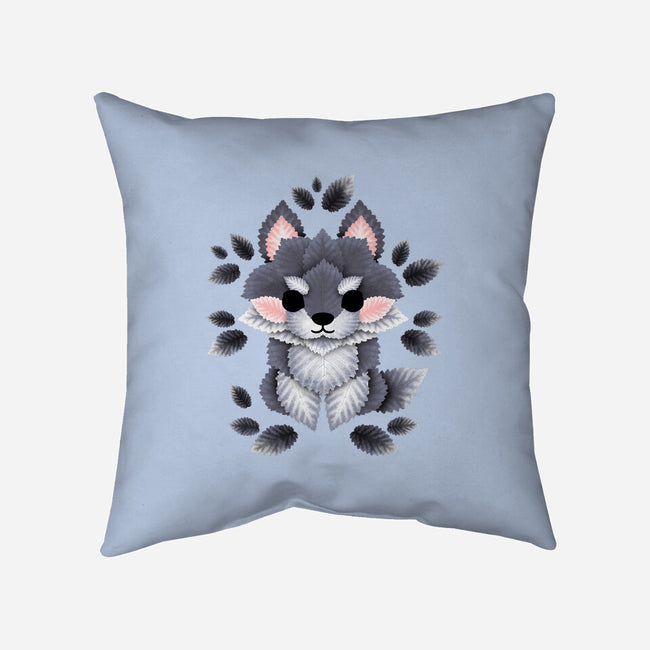 Little Wolf Of Leaves-none removable cover w insert throw pillow-NemiMakeit