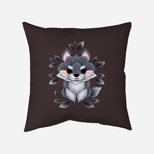 Little Wolf Of Leaves-none removable cover w insert throw pillow-NemiMakeit