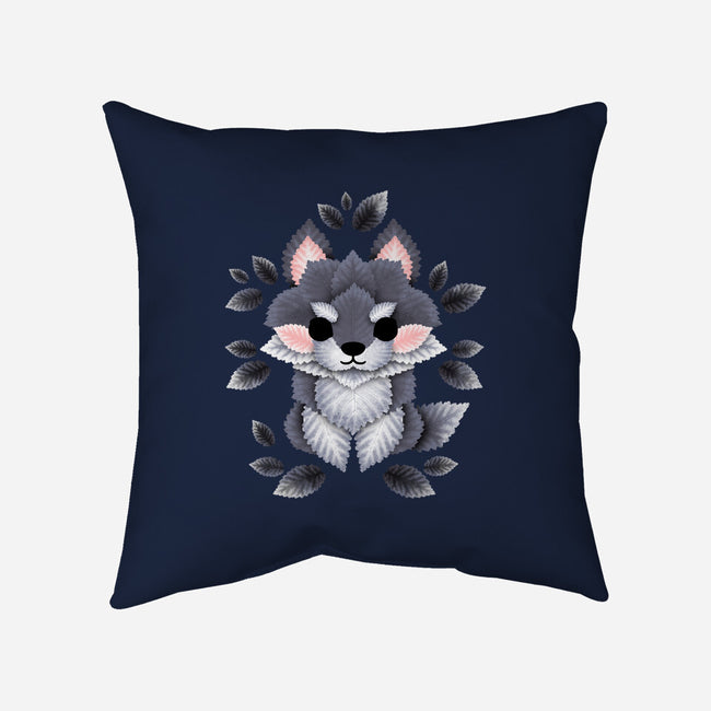 Little Wolf Of Leaves-none removable cover w insert throw pillow-NemiMakeit