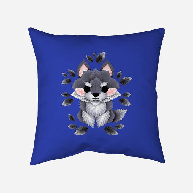 Little Wolf Of Leaves-none removable cover w insert throw pillow-NemiMakeit