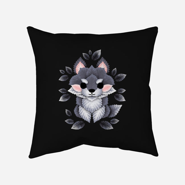 Little Wolf Of Leaves-none removable cover throw pillow-NemiMakeit