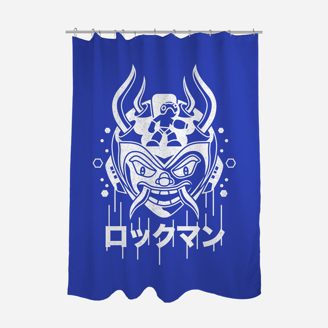 Blue Bomber Oni-none polyester shower curtain-Logozaste