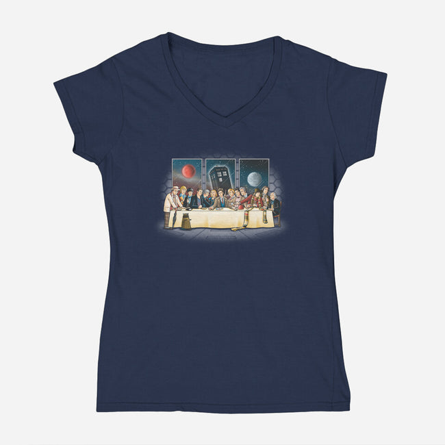Doctor Dinner-womens v-neck tee-trheewood