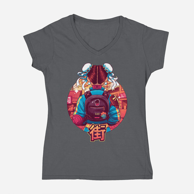 Spring Fighter-womens v-neck tee-Bruno Mota