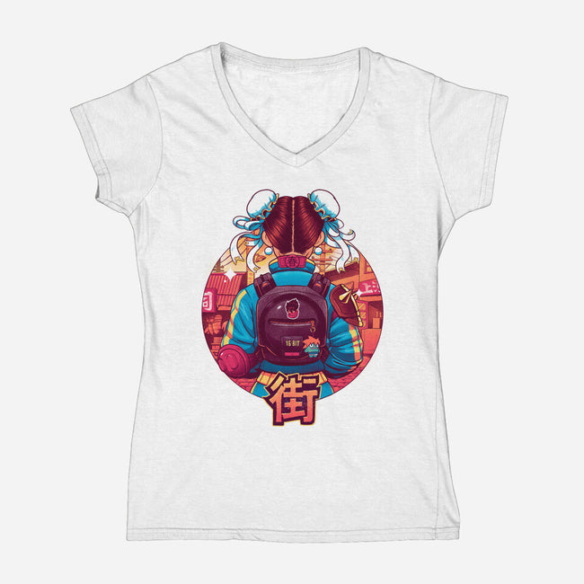 Spring Fighter-womens v-neck tee-Bruno Mota