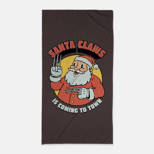 Santa Claws Is Coming-none beach towel-dfonseca