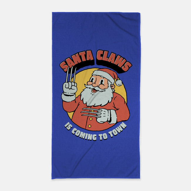 Santa Claws Is Coming-none beach towel-dfonseca