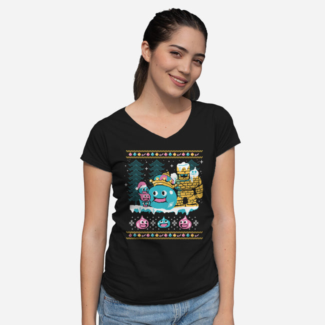 Slimes X-Mas-womens v-neck tee-Sketchdemao