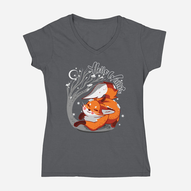 Hello Wild Winter-womens v-neck tee-heydale