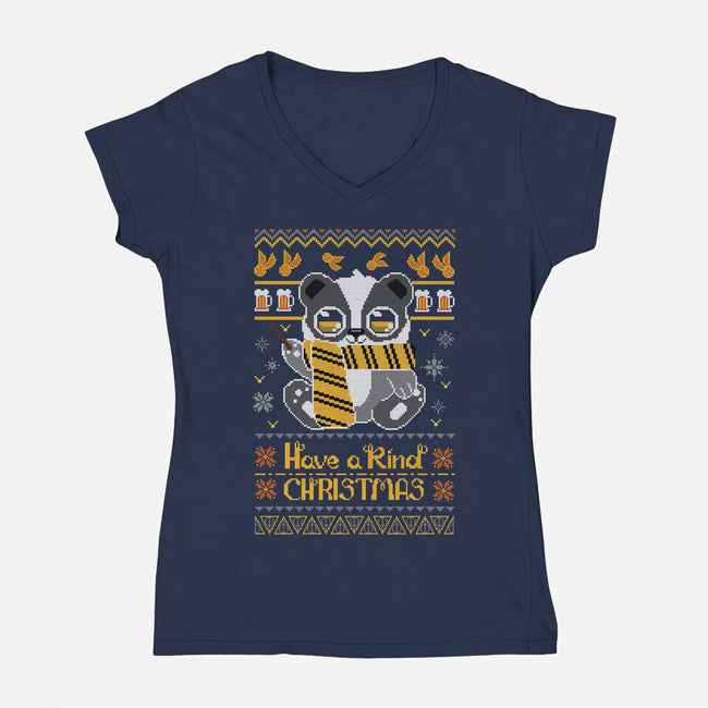 Kind Christmas-womens v-neck tee-ricolaa