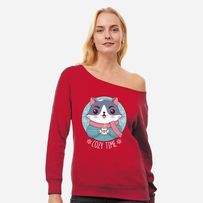The Coziest Time-womens off shoulder sweatshirt-Alundrart