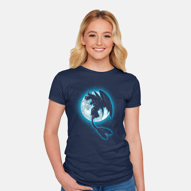 Moonlight Dragon-womens fitted tee-fanfreak1
