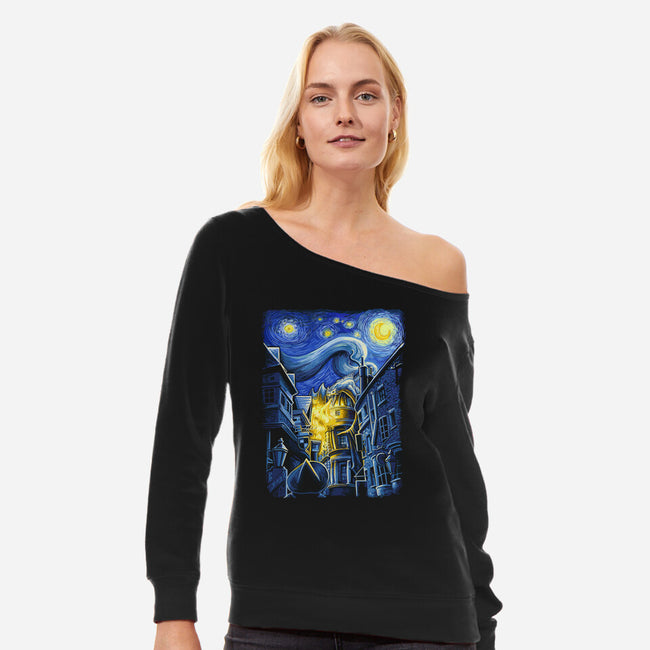 Starry Alley-womens off shoulder sweatshirt-daobiwan