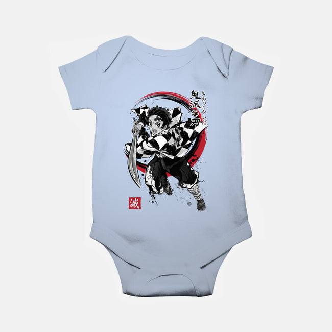 Demon Slayer Sumi-E-baby basic onesie-DrMonekers