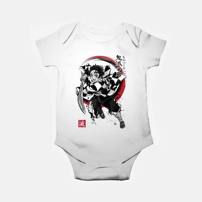 Demon Slayer Sumi-E-baby basic onesie-DrMonekers