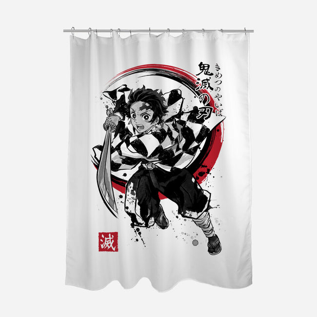 Demon Slayer Sumi-E-none polyester shower curtain-DrMonekers
