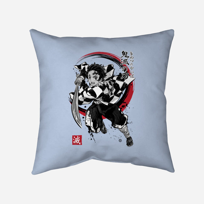 Demon Slayer Sumi-E-none removable cover w insert throw pillow-DrMonekers