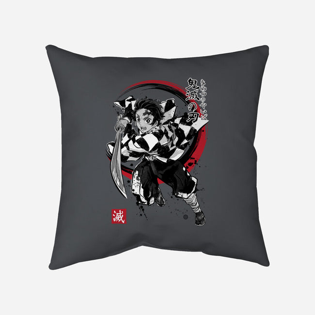 Demon Slayer Sumi-E-none removable cover w insert throw pillow-DrMonekers