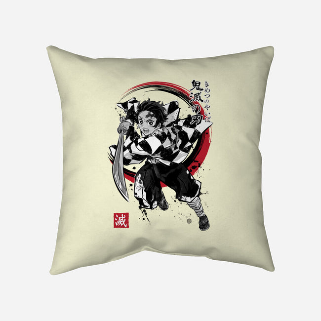 Demon Slayer Sumi-E-none removable cover w insert throw pillow-DrMonekers