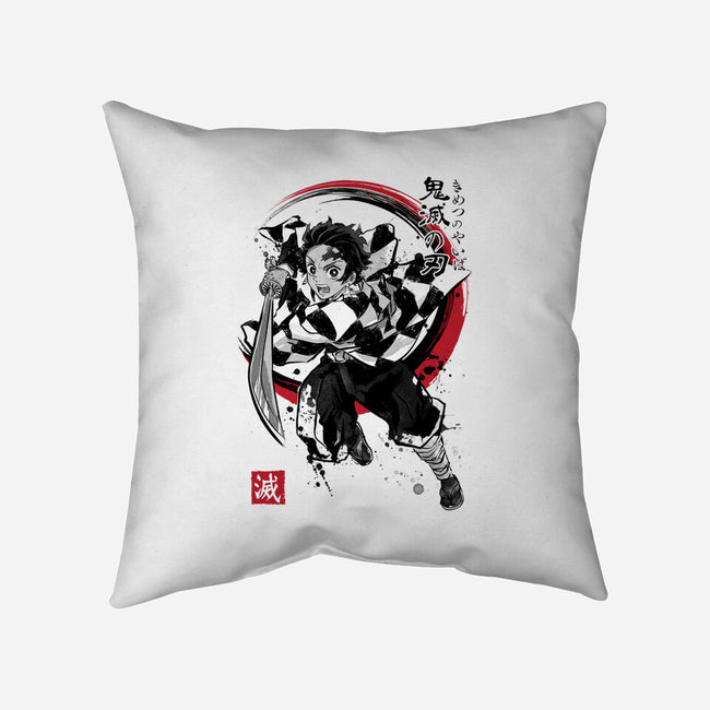 Demon Slayer Sumi-E-none removable cover w insert throw pillow-DrMonekers