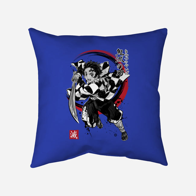 Demon Slayer Sumi-E-none removable cover throw pillow-DrMonekers