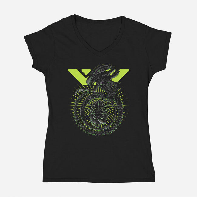 Xeno Evolution-womens v-neck tee-Maxman58