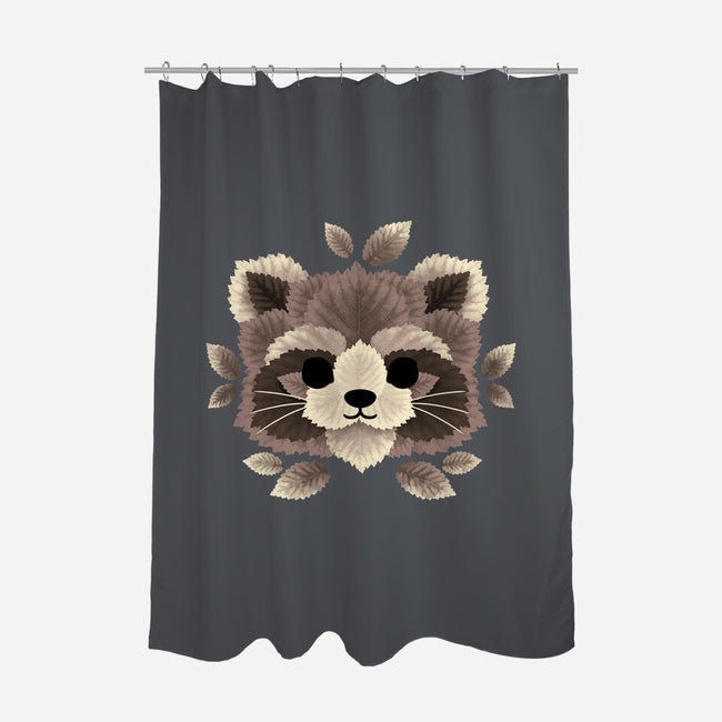 Raccoon Of Leaves-none polyester shower curtain-NemiMakeit