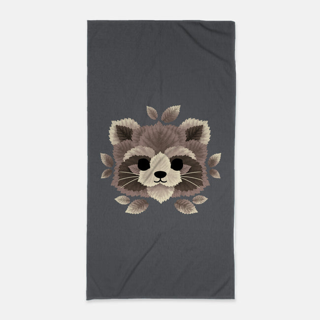 Raccoon Of Leaves-none beach towel-NemiMakeit