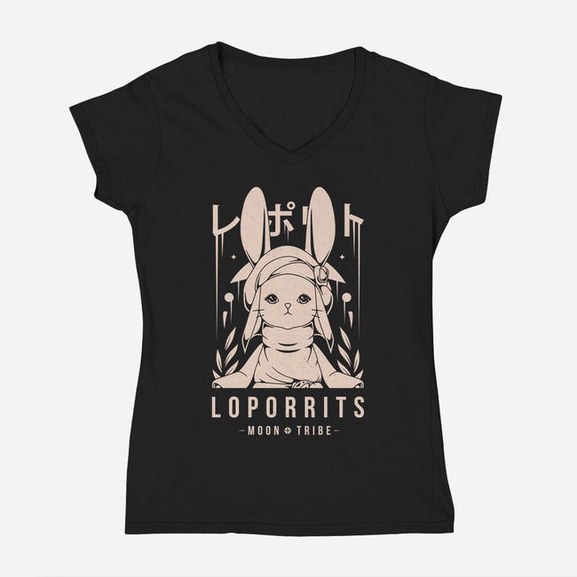 Loporrits Moon Tribe-womens v-neck tee-Alundrart