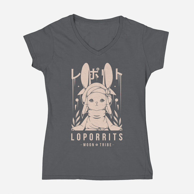 Loporrits Moon Tribe-womens v-neck tee-Alundrart