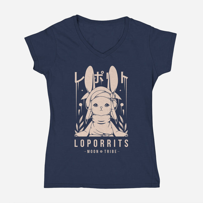 Loporrits Moon Tribe-womens v-neck tee-Alundrart