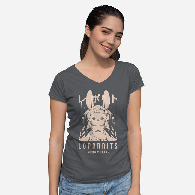 Loporrits Moon Tribe-womens v-neck tee-Alundrart