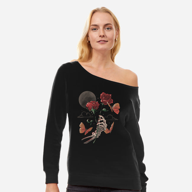 Love And Thorns-womens off shoulder sweatshirt-eduely