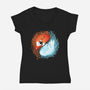 Autumn And Winter Fox-womens v-neck tee-IKILO