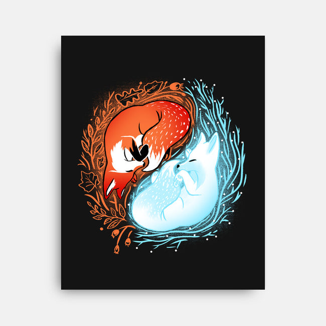 Autumn And Winter Fox-none stretched canvas-IKILO