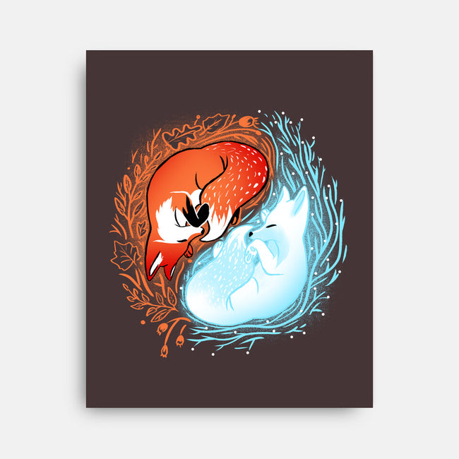 Autumn And Winter Fox-none stretched canvas-IKILO