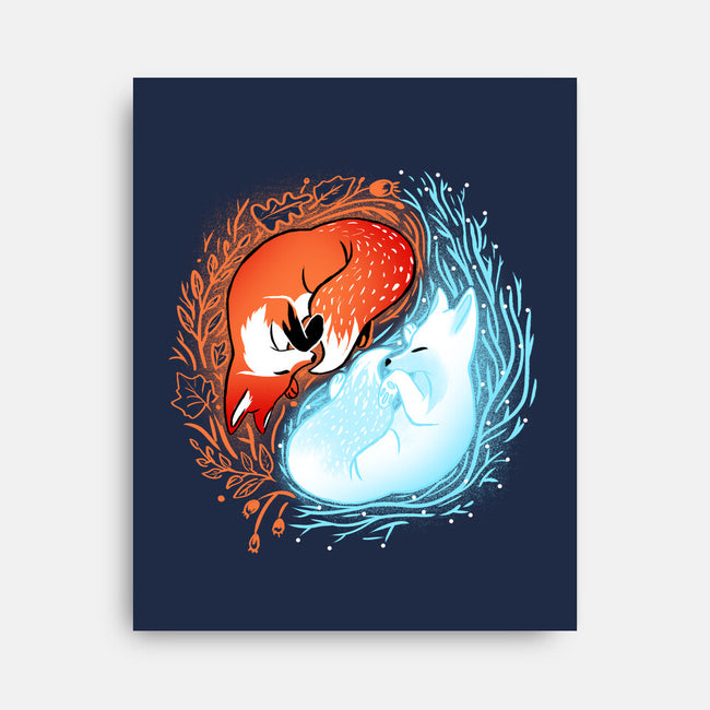 Autumn And Winter Fox-none stretched canvas-IKILO