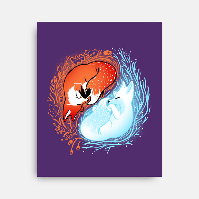 Autumn And Winter Fox-none stretched canvas-IKILO