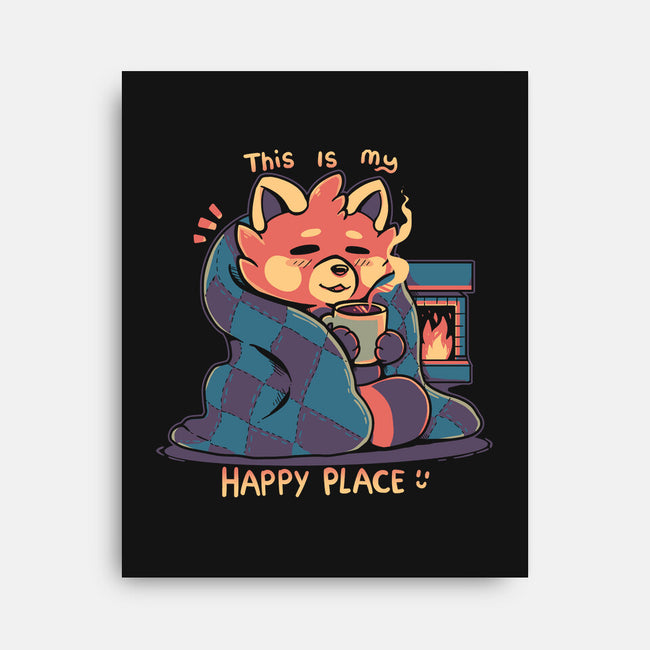 Happy Place Fireplace-none stretched canvas-TechraNova